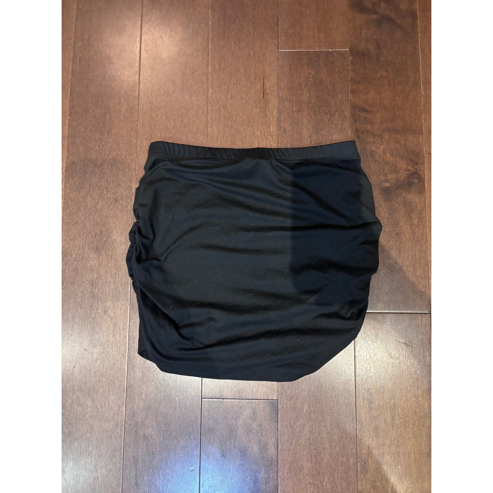 Black Ruched Mini Skirt Bodycon Side Draped Stretchy Jersey Skirt Womens